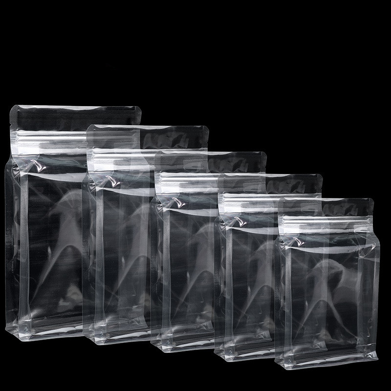 Eight side sealing ziplock bag snacks clear frosted stand up bag E